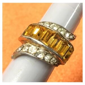 Vintage EMMONS Orange Baguette Silver Ring